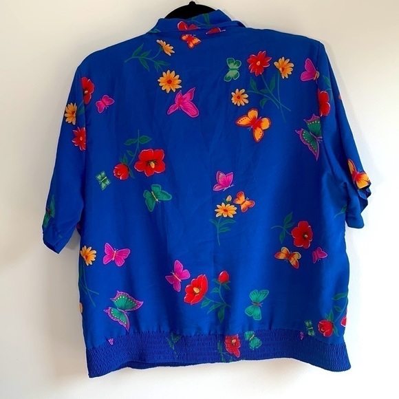 ALFRED DUNNER | Vintage Floral Blue Short Sleeve Blouse and Skirt Set - Picture 5 of 8